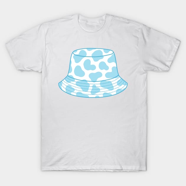 Light blue cow print bucket hat T-Shirt by Nikamii